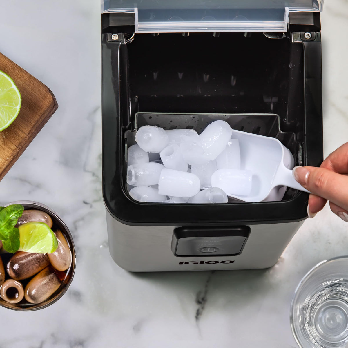 Igloo Premium Self-Cleaning Countertop Ice Maker Machine, Handled Portable Ice Maker, Produces 26 lbs. in 24 hrs. with Ice Cubes Ready in 6-8 Minutes, Comes with Ice Scoop and Basket Jansha Store
