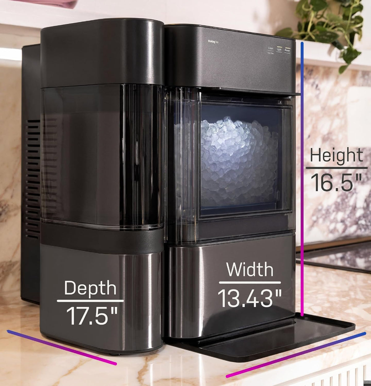 GE Profile Opal Ultra, Countertop Nugget Ice Maker, 1 Gal XL Side Tank, *Amazon Exclusive*, 38 lbs/Day, Pebble Pellet Crushed Ice Machine, WiFi Black Stainless Steel Jansha Store