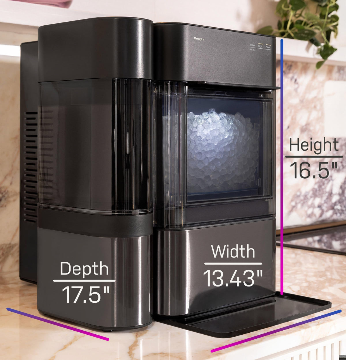 GE Profile Opal Ultra, Countertop Nugget Ice Maker, 1 Gal XL Side Tank, *Amazon Exclusive*, 38 lbs/Day, Pebble Pellet Crushed Ice Machine, WiFi Black Stainless Steel Jansha Store