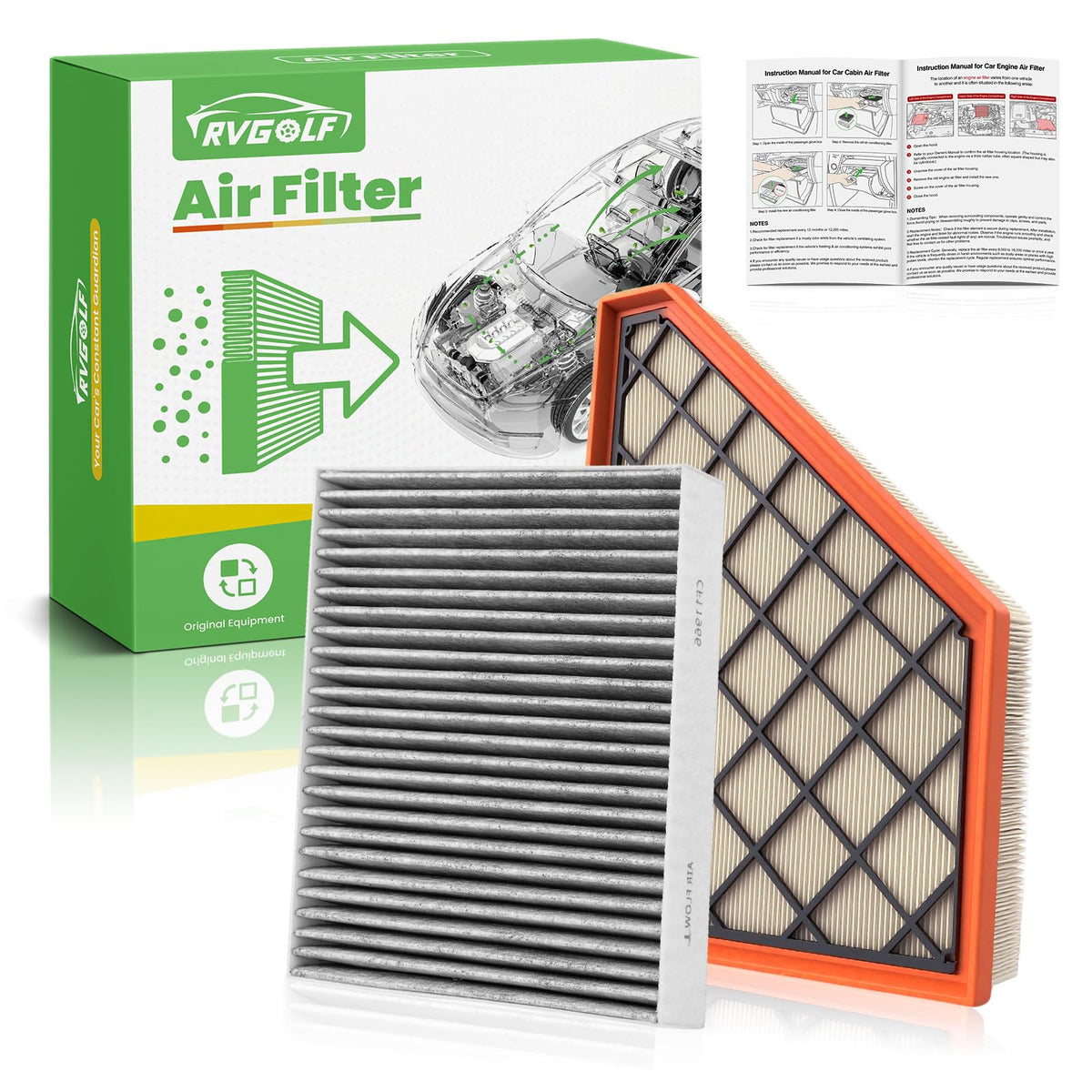Not for Hybrid, Engine+Cabin Air Filter Fit 2015-2019 Sonata 2.4L (Gas) Jansha Store
