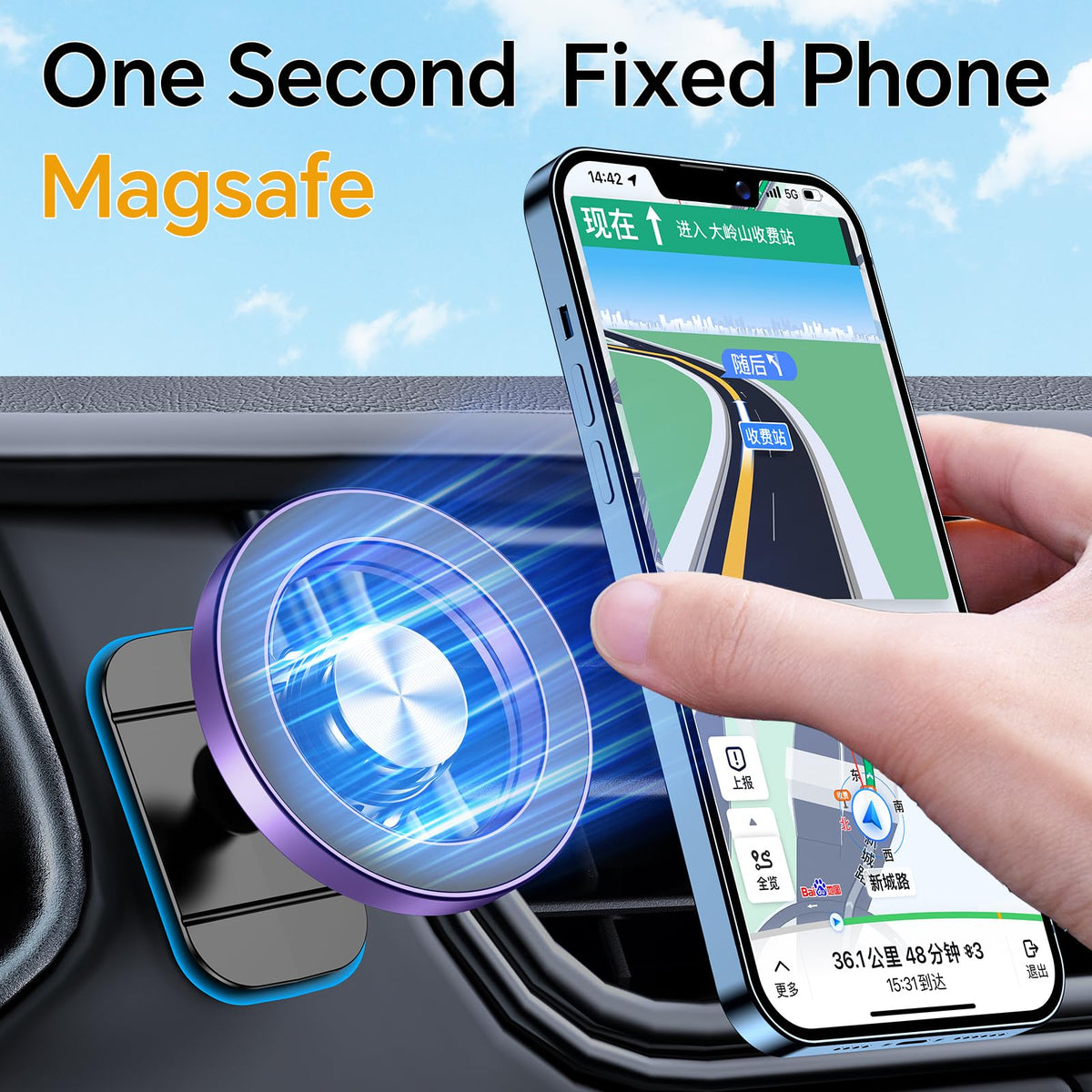 Kaistyle for Magsafe Car Mount【Strong Magnet】 Magnetic Phone Holder for Car Phone Holder Mount Dash Mounted Holders Phone Holders for Your Car Accessories for Women Men for iPhone 18 Pro Max 17 16 15 Jansha Store
