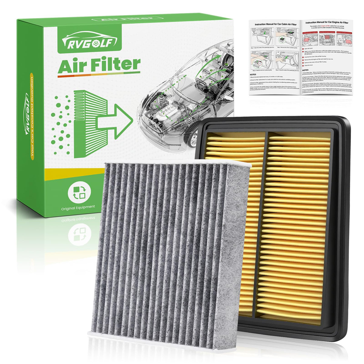 Not for Hybrid, Engine+Cabin Air Filter Fit 2015-2019 Sonata 2.4L (Gas) Jansha Store