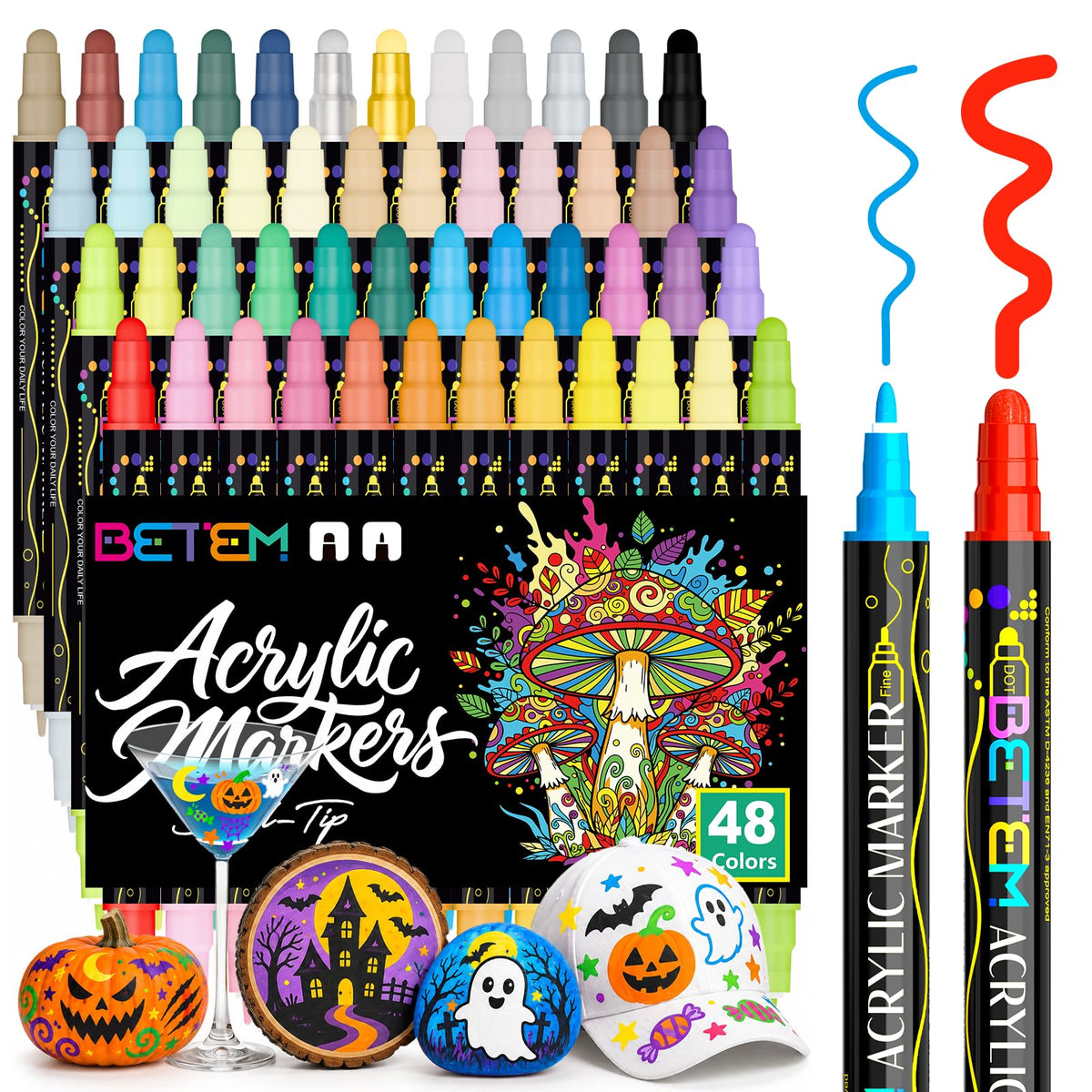 Betem 12 Colors Dual Tip Acrylic Paint Markers, Fabric Decorating Kits Jansha Store