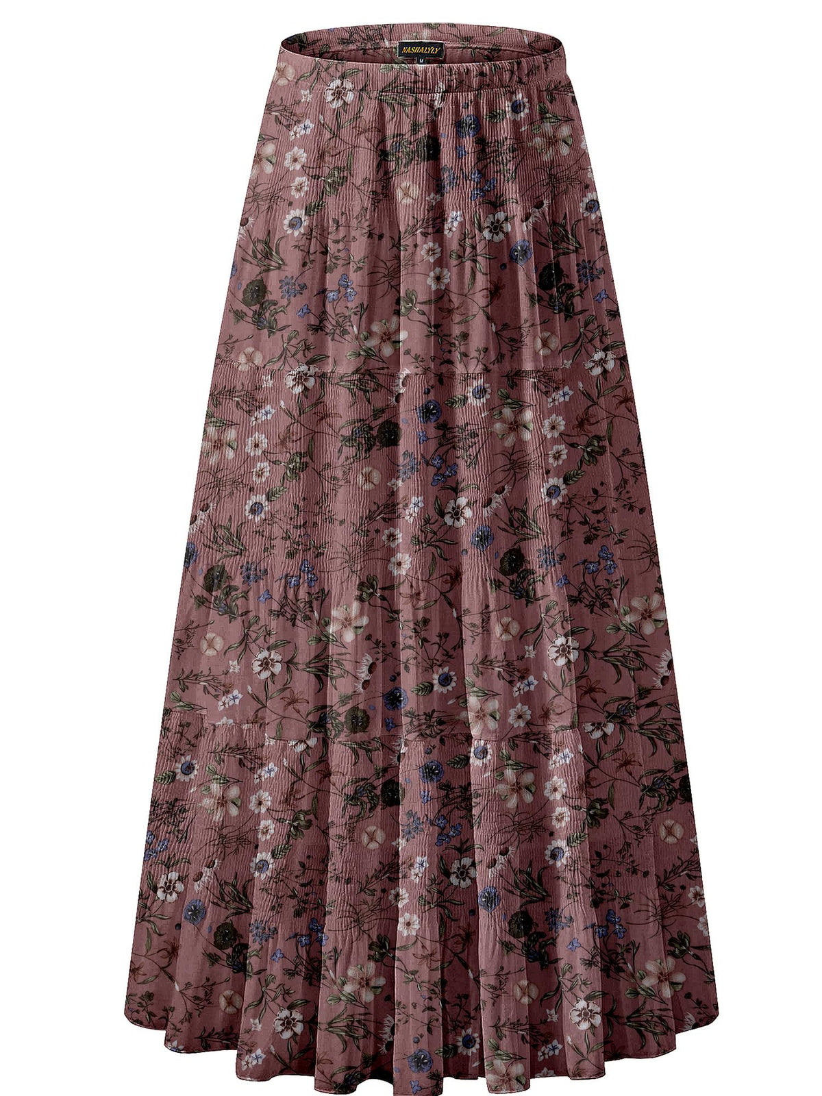 NASHALYLY Women's Chiffon Elastic High Waist Pleated A-Line Maxi Skirts Jansha Store