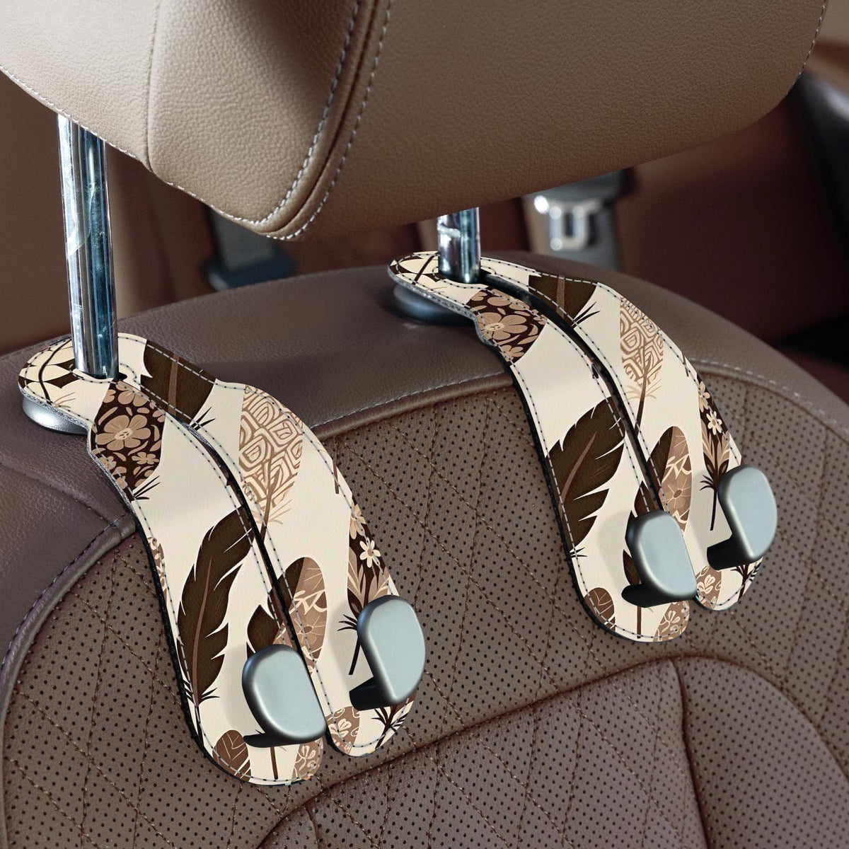 CoBak Purse Hook for Car - Universal Premium Stitched Leather and Aluminum-Magnesium Alloy Double Car Seat Back Storage Hook for Purses, Handbags, Bags (2 Pack),Black Jansha Store