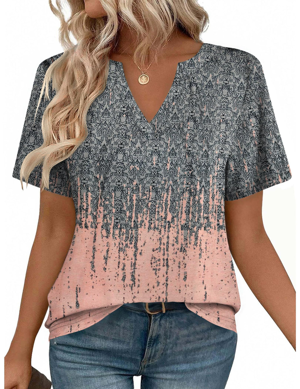 Zeagoo Womens Tops Short Sleeve V Neck Tee Shirts Cute Dressy Casual Jansha Store