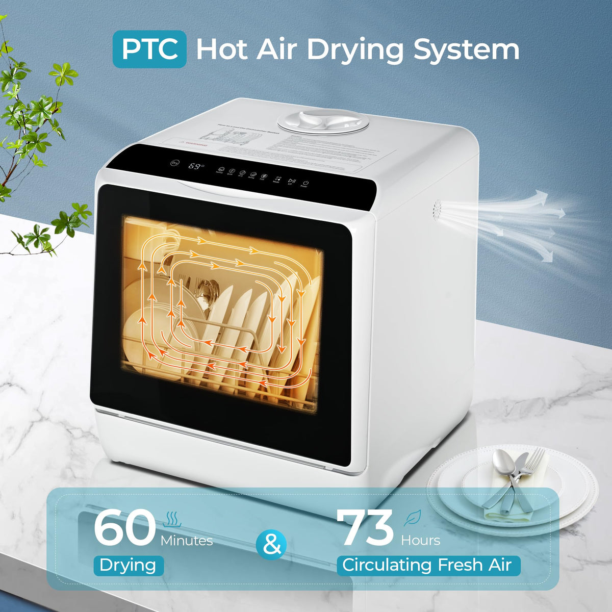 EUHOMY Countertop Dishwasher Portable, 6 Programs with 40 dB, No Hookup Jansha Store