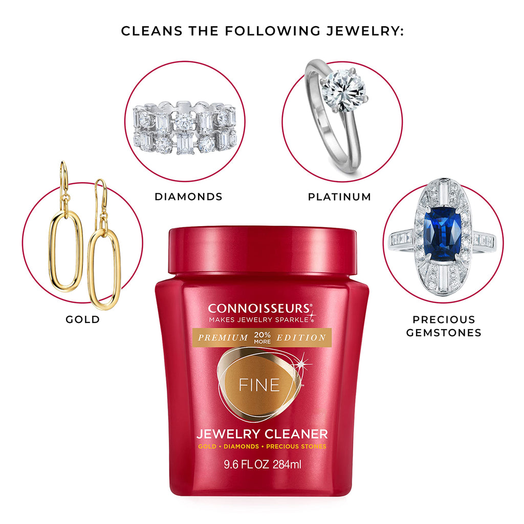 CONNOISSEURS Premium Edition Jewelry Cleaner, Value Size 9.6oz - Pick from Fine, Silver or Delicate Jewelry Cleaner Jansha Store