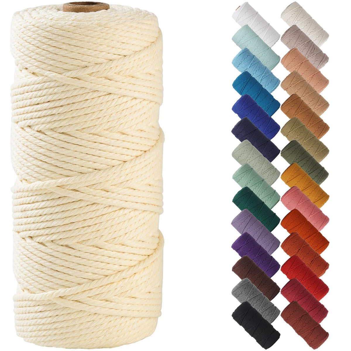 NOANTA Baby Blue Macrame Cord 3mm x 109yards, Cotton Rope Macrame Yarn Jansha Store