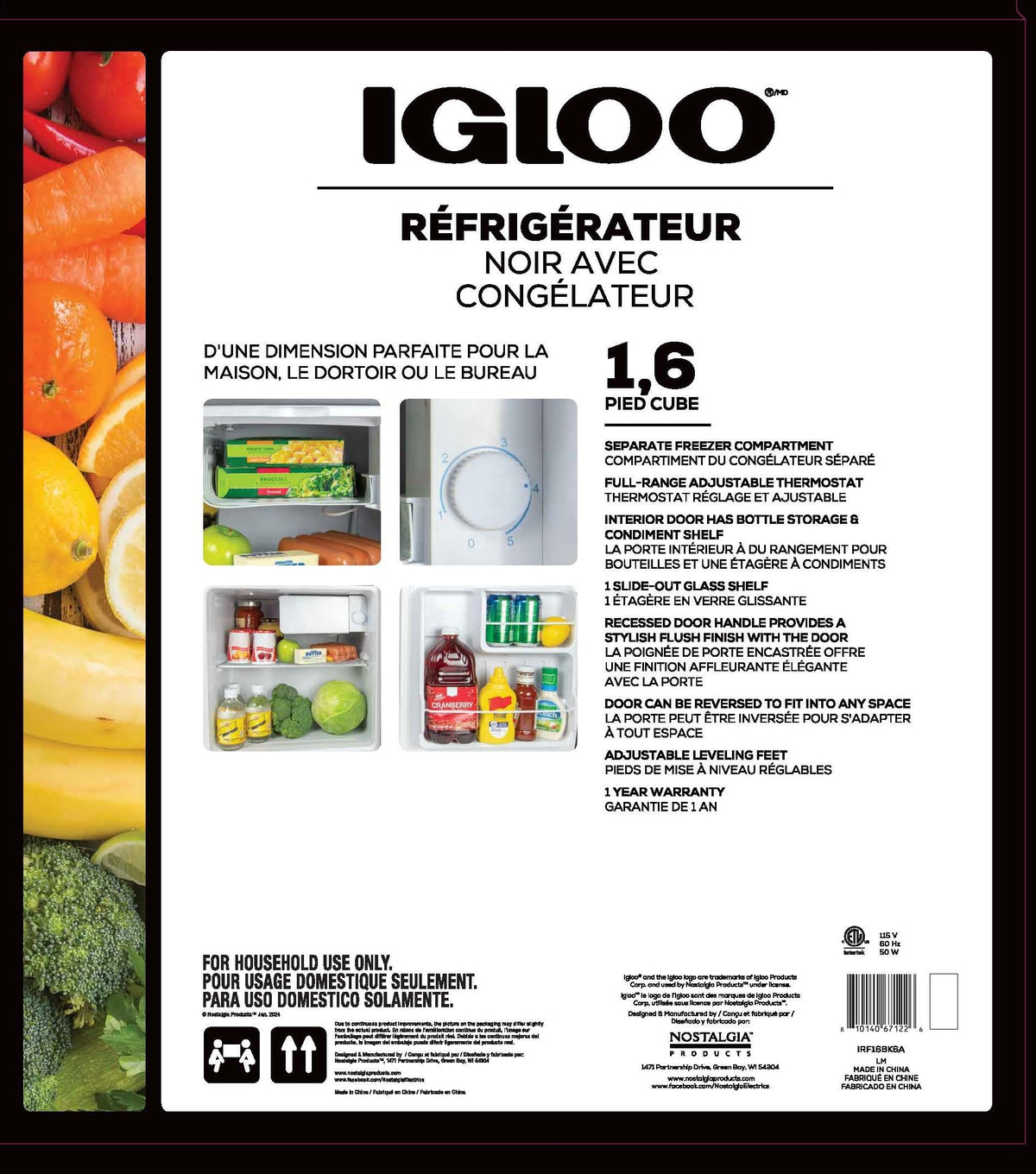 Igloo 3.2 Cu.Ft. Mini Fridge with Freezer - Single Door Compact Refrigerator with Glass Shelves for Homes, Dorms & Offices- Keep Snacks, Drinks & Frozen Foods Cool with Temperature Control Mini Fridge Jansha Store