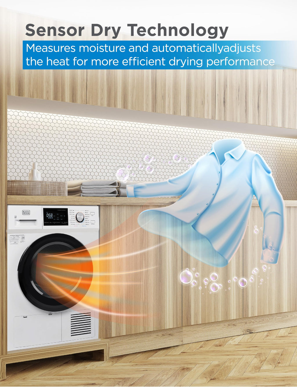 BLACK+DECKER 2.65 Cu. Ft. Portable Dryer, 8.8 lb. Capacity, BCED26, White Jansha Store