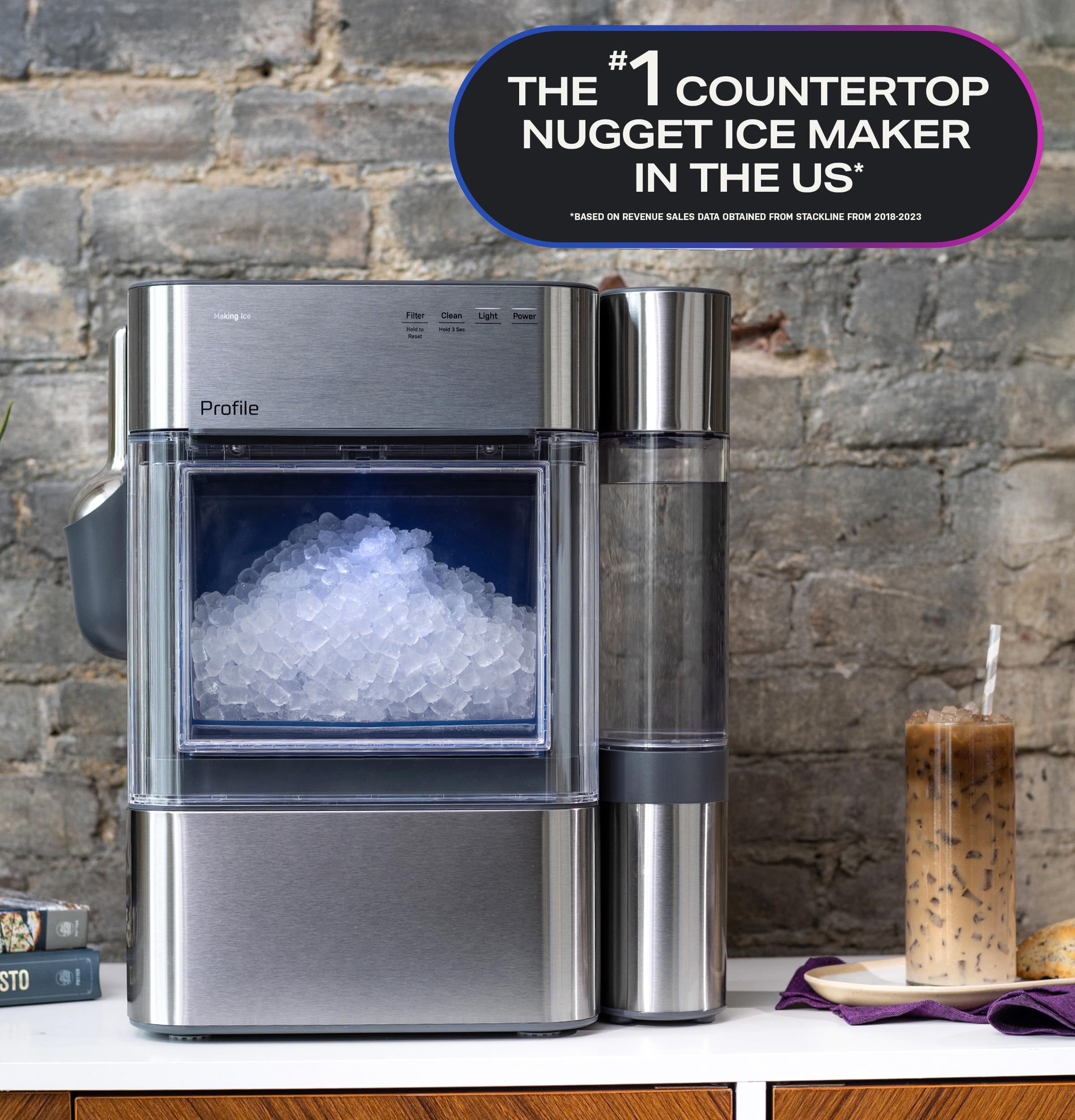 GE Profile Opal 2.0 Ultra Nugget Ice Maker with .75 Gallon Side Tank and Scale Inhibiting Filter, Scoop Included, 38 lbs in 24 Hours, Pellet Ice Machine with WiFi & Smart Connected, Black Jansha Store