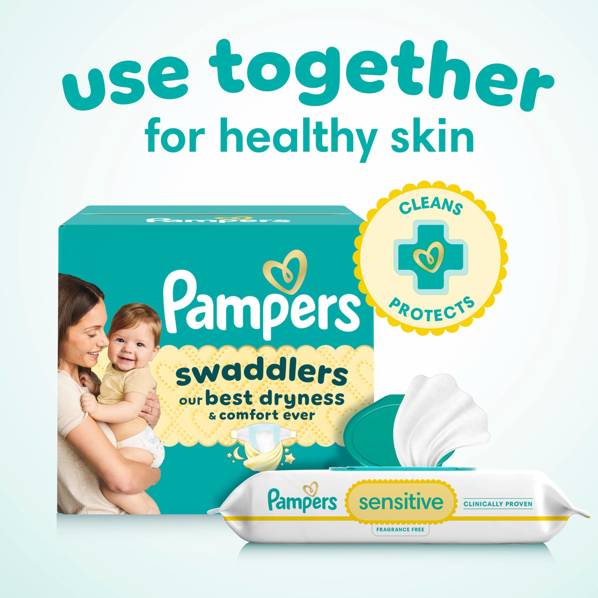 Pampers Sensitive Baby Wipes, Unscented, Fragrance Free, Clinically Proven, Water Based, Hypoallergenic, Multi-Use, Hand Wipes, 1008 Wipes Total (18X Flip-Top Packs) Jansha Store