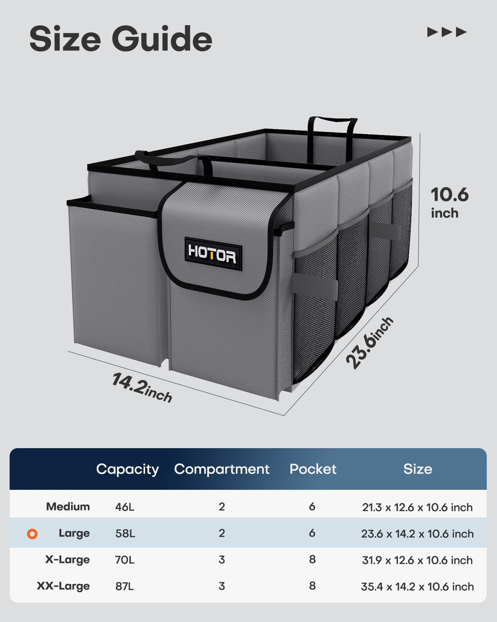 HOTOR Trunk Organizer - Foldable Car Organizer for SUVs & Sedans Storage Jansha Store