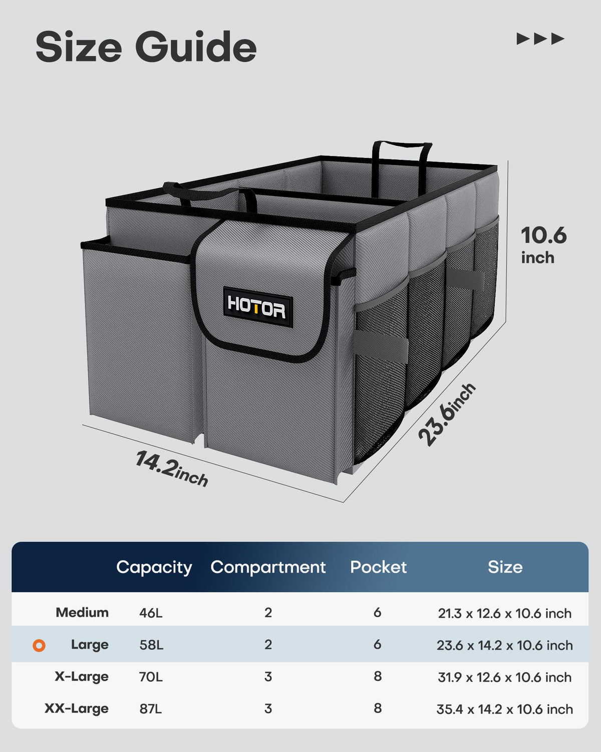 HOTOR Trunk Organizer - Foldable Car Organizer for SUVs & Sedans Storage Jansha Store