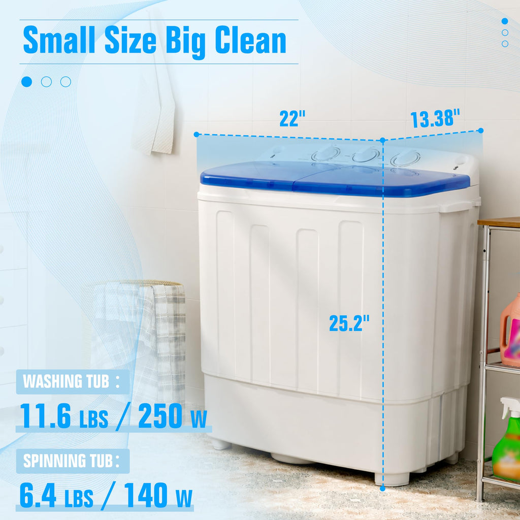 Superday Portable Washing Machine, 25.3lbs Mini Washing Machine and Spin Dryer Combo, Mini Twin Tub Laundry Machine for Camping, Apartments, Dorms, College Rooms, RV, Delicates, Grey Jansha Store
