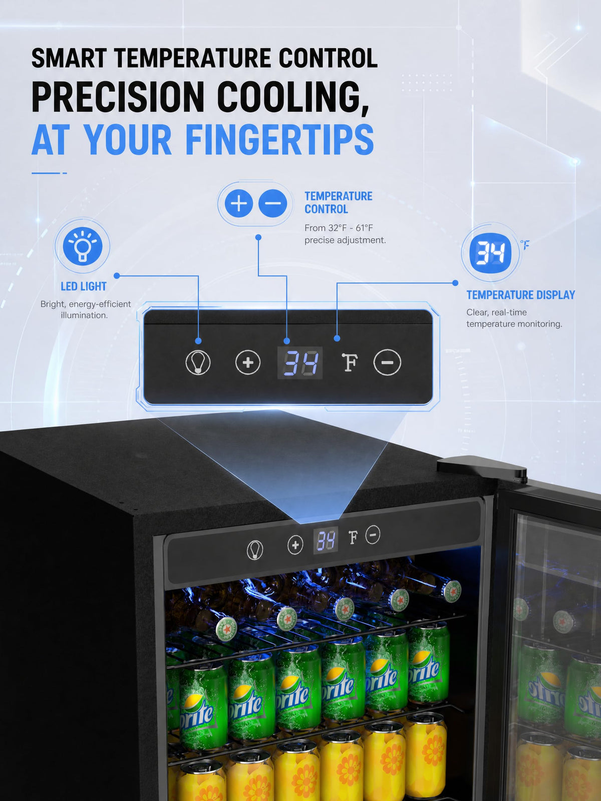 Icyglee 3.2 Cu.Ft Beverage Refrigerator Cooler, 126 Can Mini Fridge,Silver Jansha Store