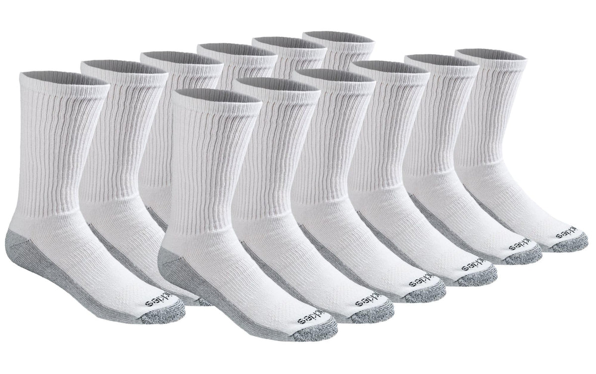 Dickies Dri-tech socks in navy, laid out as a pair with ribbed shafts and smooth toes