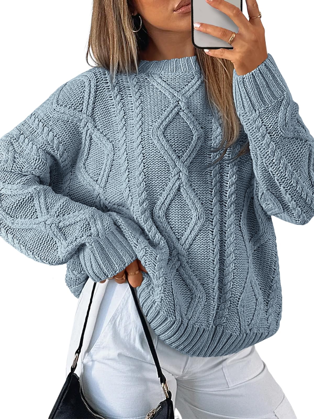 Trendy Queen Women's Oversized Cable Knit Sweaters 2026 Fall Outfits Jansha Store