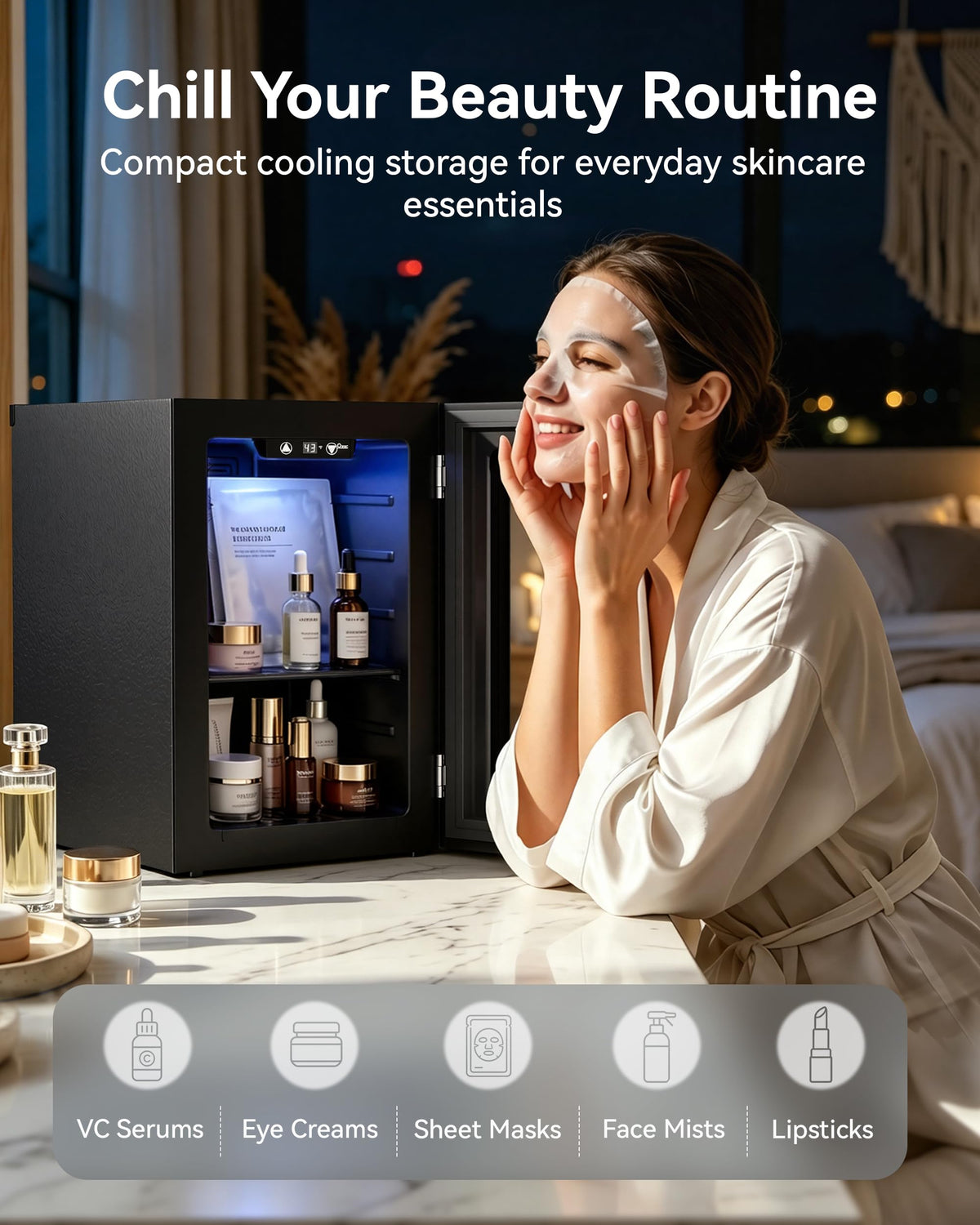3.2 Cuft Beverage Fridge, 128 Can Mini Fridge, Glass Door, 35–65°F, Black Jansha Store