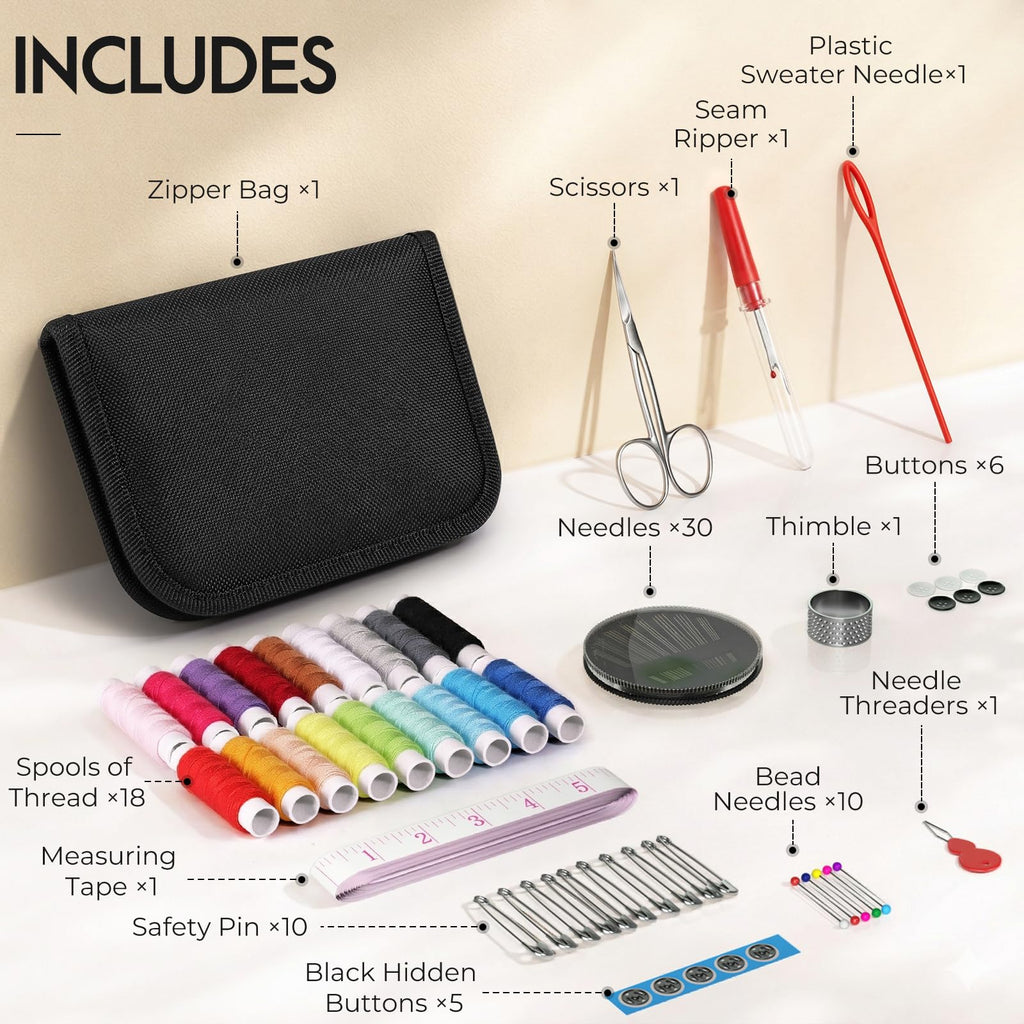 Coquimbo Sewing Kit Gifts for Adults Teen Grils Women Mom Grandma, Portable Sewing Supplies Contains Tape Measure, Scissors, Thimble, Thread, Sewing Needles (Beige, M) Jansha Store