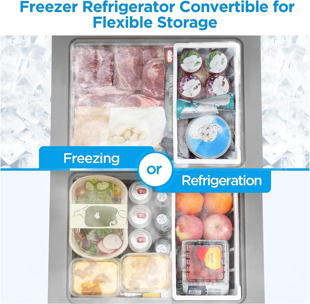 Midea 3.5 Cu.ft Chest Freezer, Fridge Freezer Convertible with LED Light Jansha Store
