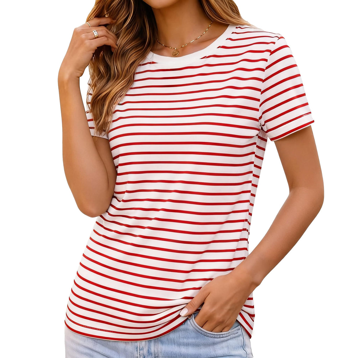 BJY Cotton Basic T Shirts for Women,Crew Neck Short Sleeve Summer Shirts(2XS-3XL, 20+ Color) Jansha Store