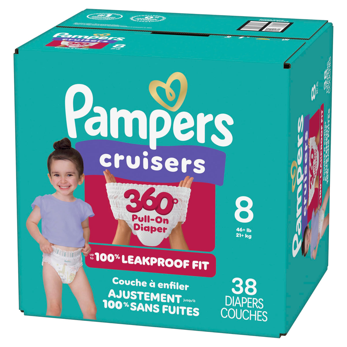 Pampers Diapers - Cruisers 360 - Size 5, 128 Count, up to 100% Leakproof Pull-On Diaper for Active Babies Jansha Store