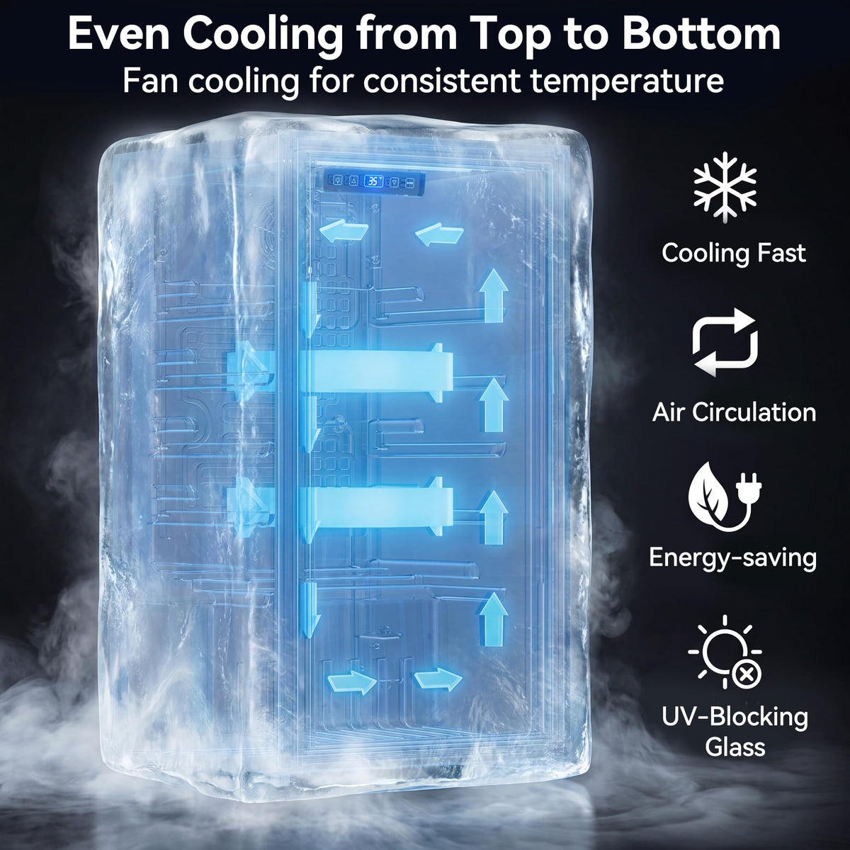 3.2 Cuft Beverage Fridge, 128 Can Mini Fridge, Glass Door, 35–65°F, Black Jansha Store