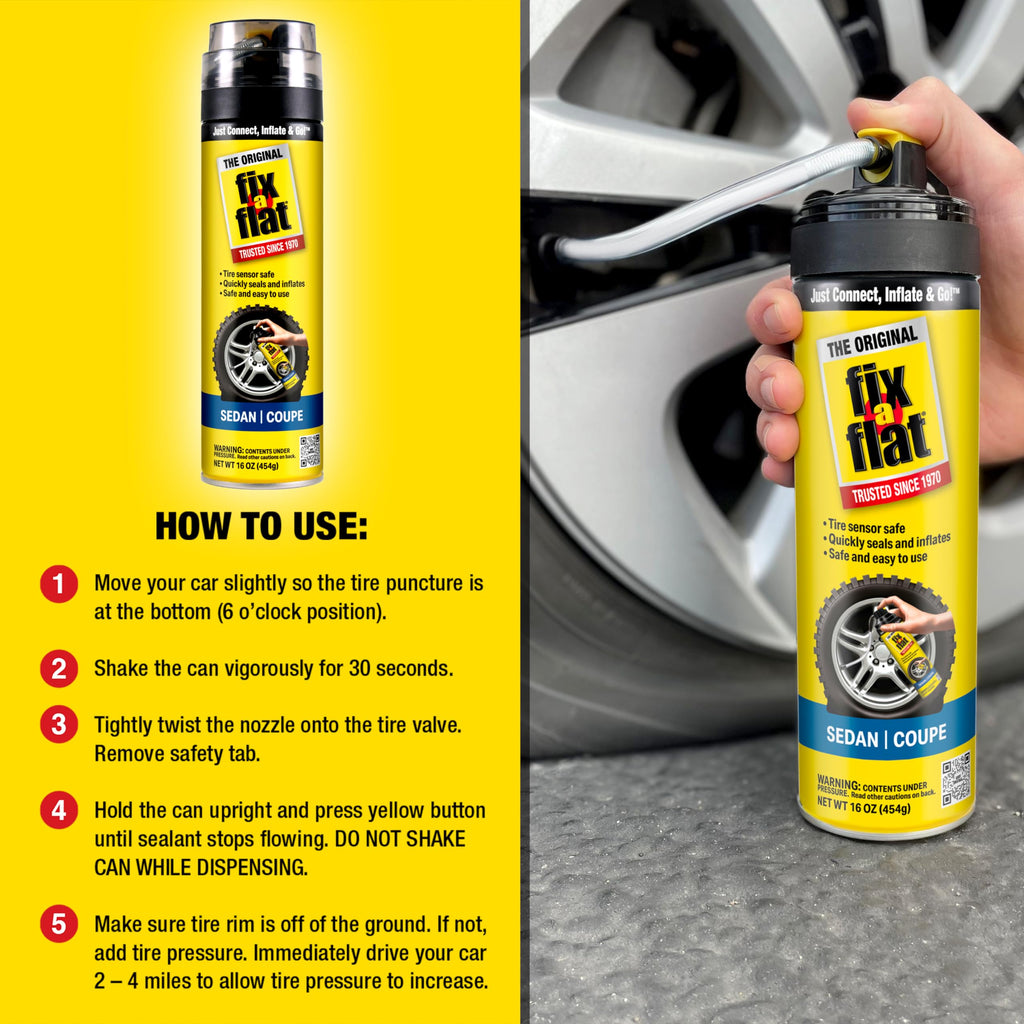 Fix-A-Flat S60420 Aerosol Emergency Flat Tire Repair and Inflator, for Standard Tires, Eco-Friendly Formula, Universal Fit for All Cars, 16 oz. (Pack of 1) Jansha Store