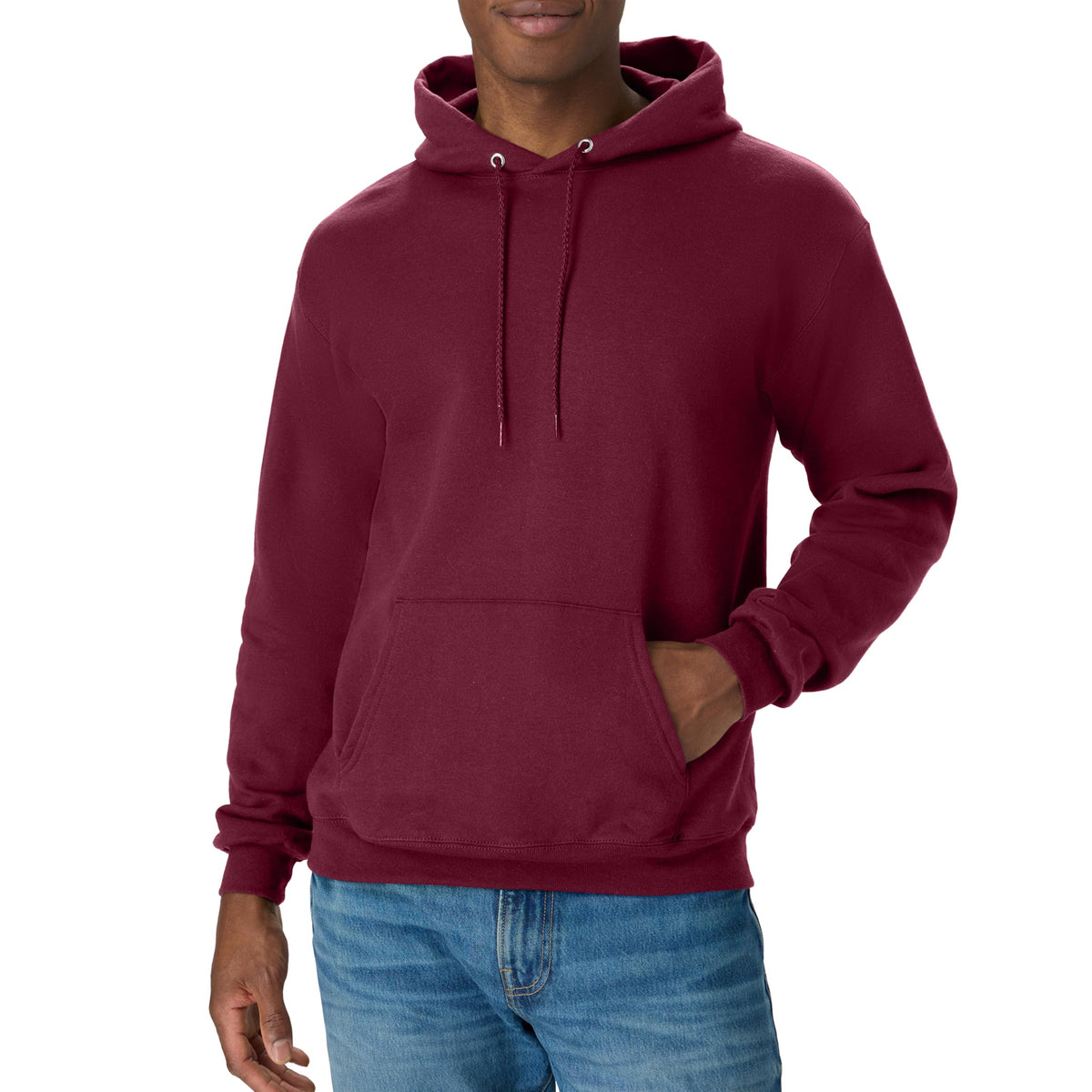 Hanes EcoSmart hoodie close-up of the ribbed cuffs and stitching detail