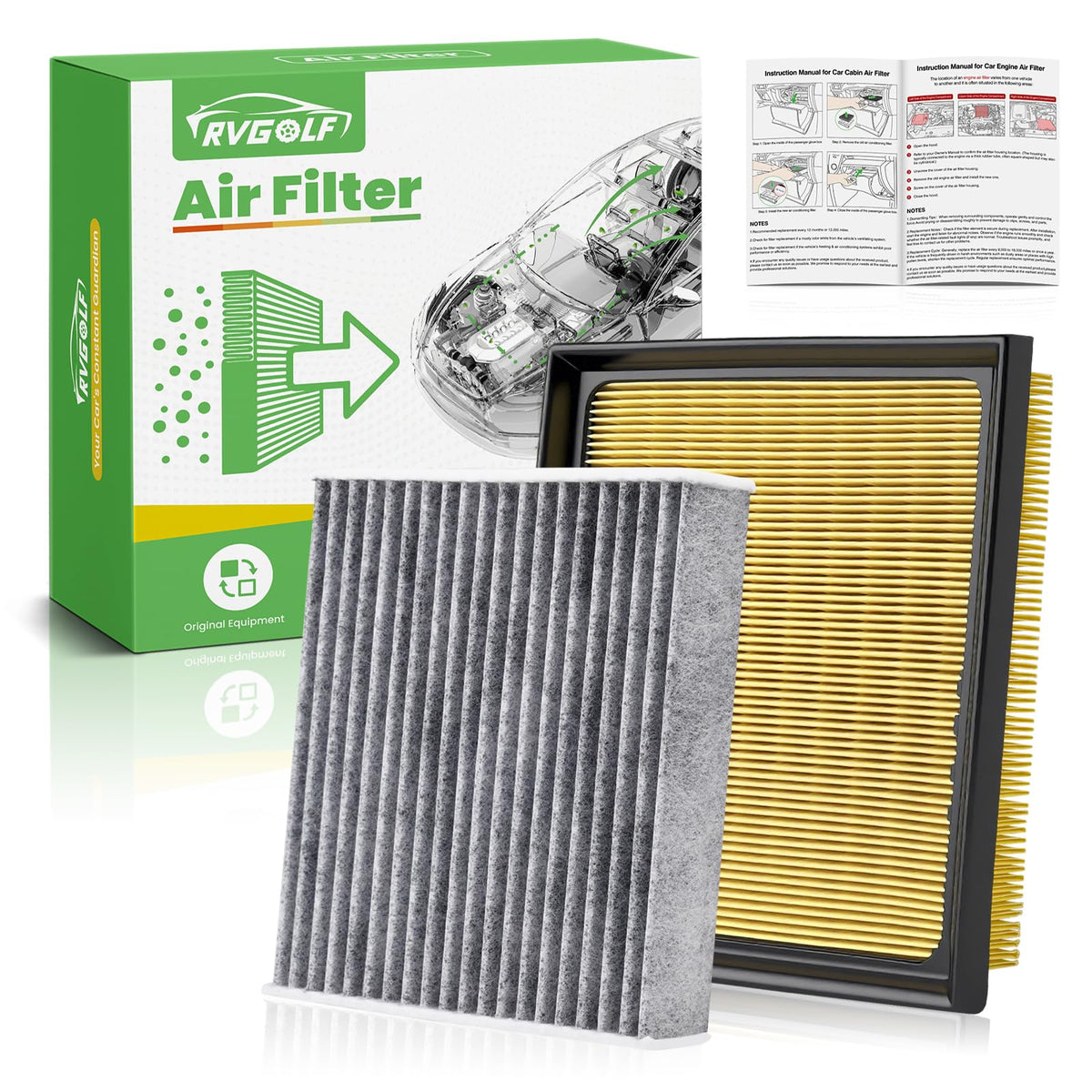 Not for Hybrid, Engine+Cabin Air Filter Fit 2015-2019 Sonata 2.4L (Gas) Jansha Store