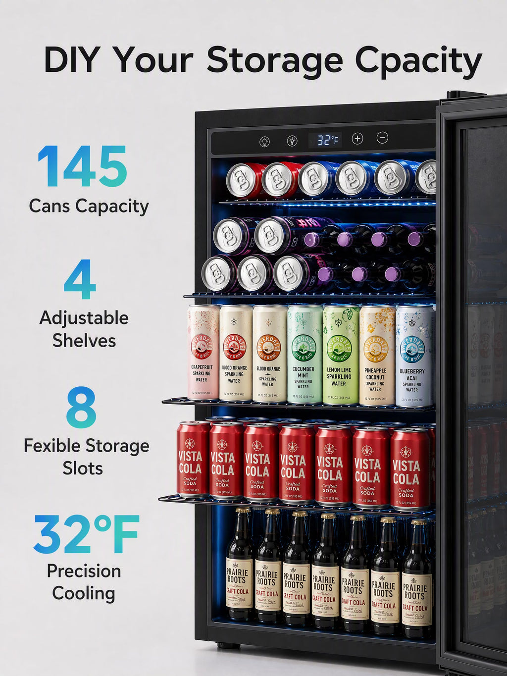 Icyglee 3.2 Cu.Ft Beverage Refrigerator Cooler, 126 Can Mini Fridge,Silver Jansha Store