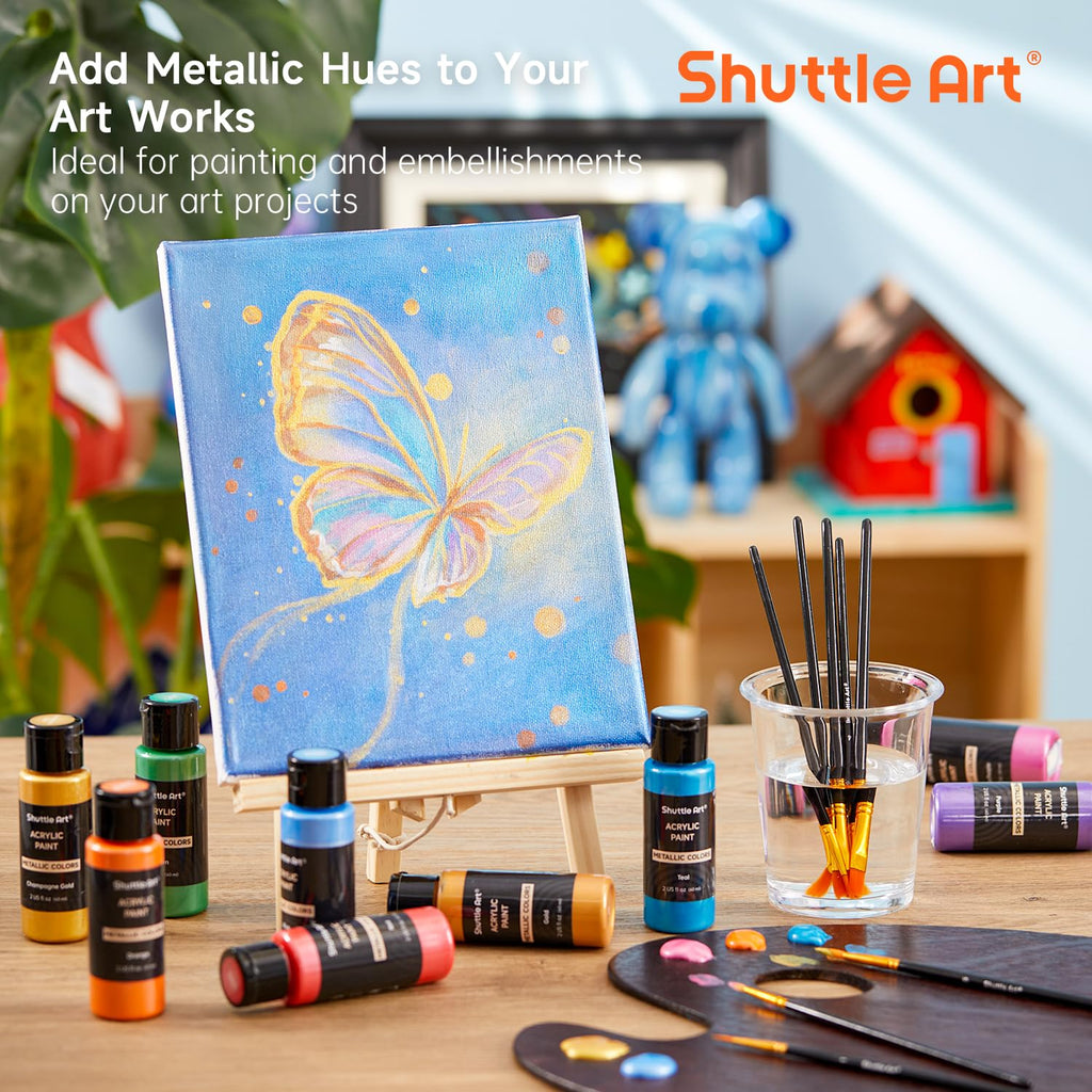Shuttle Art Acrylic Paint, 36 Colors Acrylic Paint Set with Brushes & Palette, 2oz/60ml Bottles, Rich Pigments Non-toxic for Artists Kids & Adults, Painting on Canvas Rocks Ceramic Wood Jansha Store