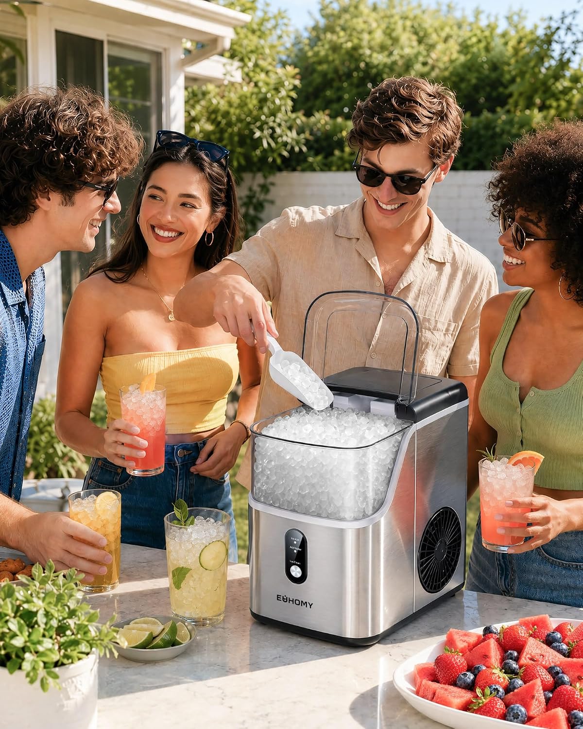 EUHOMY Nugget Ice Maker Countertop, 35lbs/24H, Ready in 7 Mins, Stainless Jansha Store