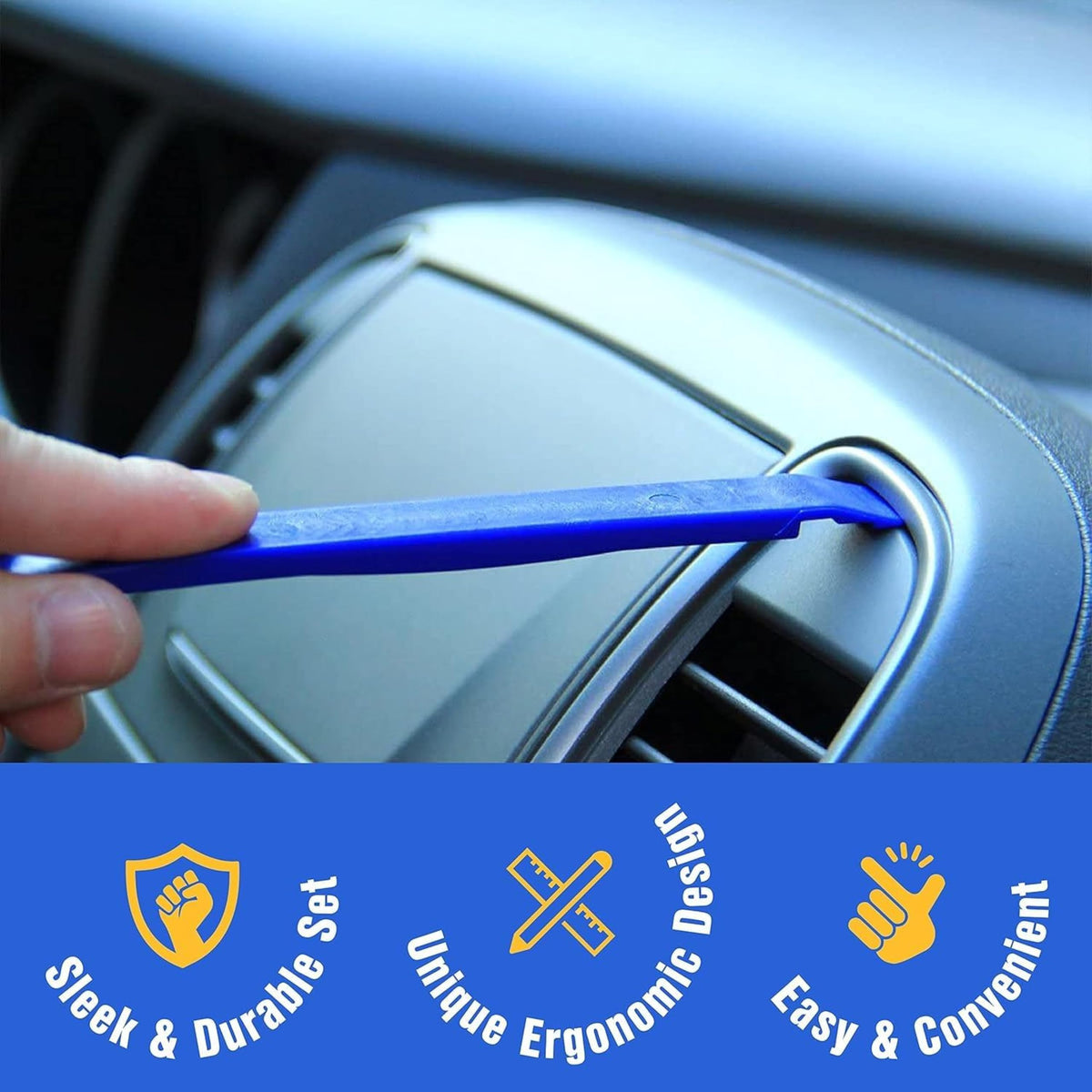 Tresalto Auto Trim Removal Tool Kit - 5 Piece set for Dash, Door Panel, Clip Remover - Scratch-Resist Nylon Pry Tools for Interior Car Trims Work - Panel Prying Tools Included - Blue Jansha Store