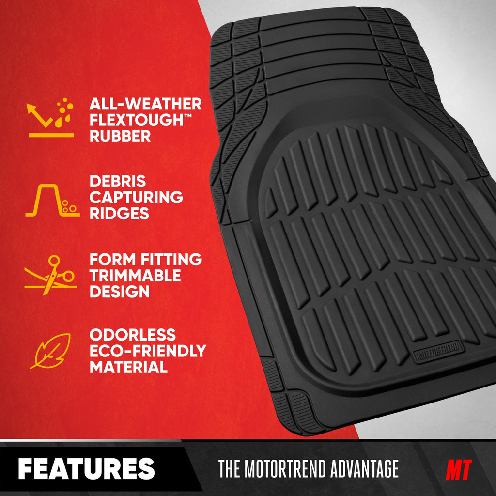 Motor Trend FlexTough Floor Mats for Cars, Black Deep Dish All-Weather Car Mats, Waterproof Trim-to Fit Automotive Floor Mats for Cars Trucks SUV, Universal Floor Liner Car Accessories Jansha Store