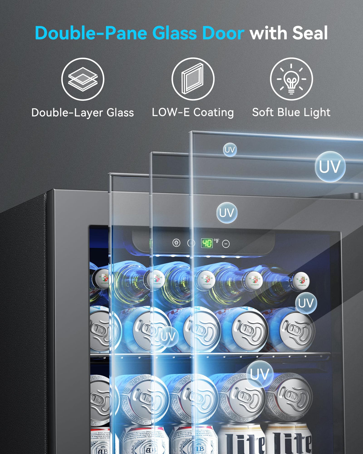 Feelfunn 24 Can Beverage Refrigerator, Mini Fridge, Black Jansha Store