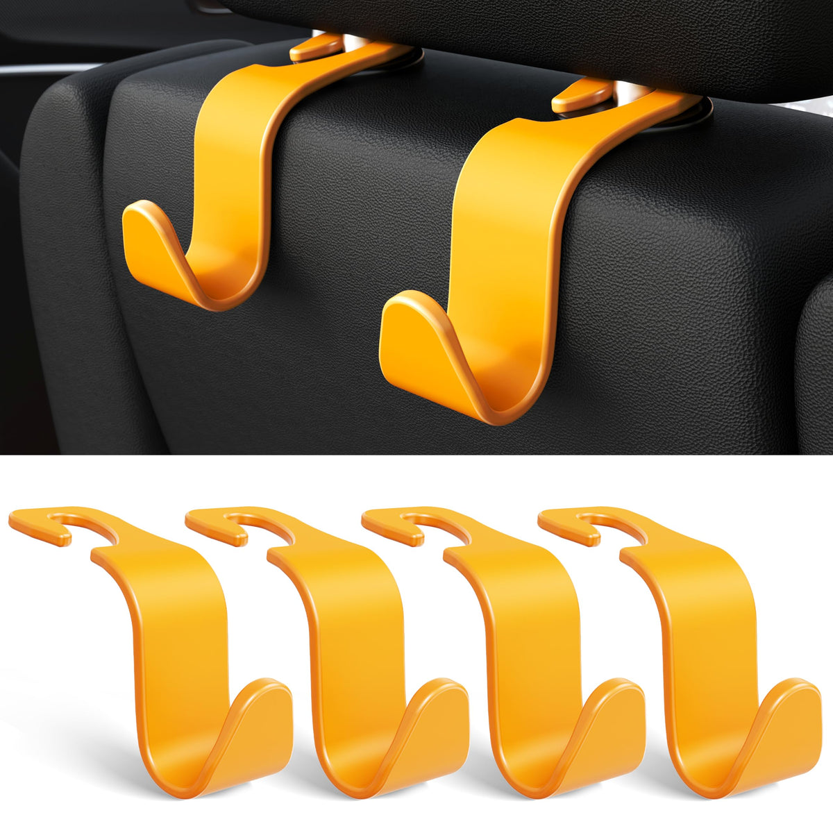 4-Pack Car Headrest Hooks Holds 55lbs Seat Storage Organizer for Bags Jansha Store