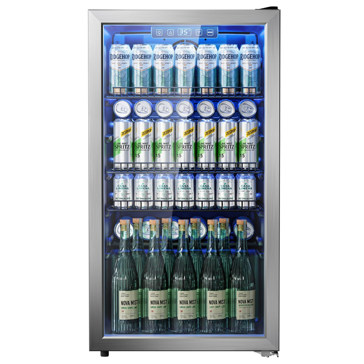 130 Can Beverage Refrigerator, 3.2 Cu.ft Fridge, Glass Door Jansha Store