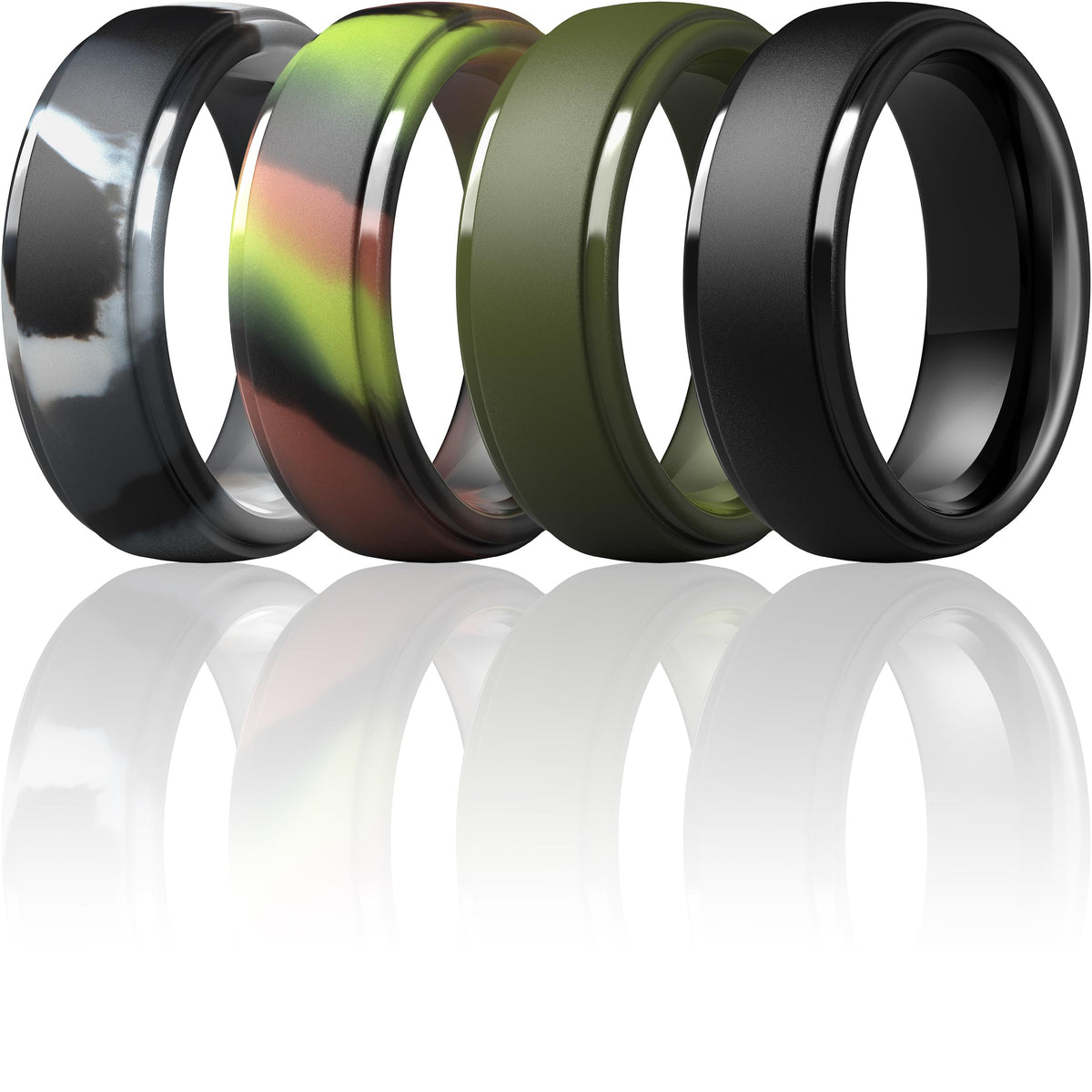 ThunderFit Silicone Rings for Men, Step Edge Rubber Wedding Bands 10mm Wide Jansha Store