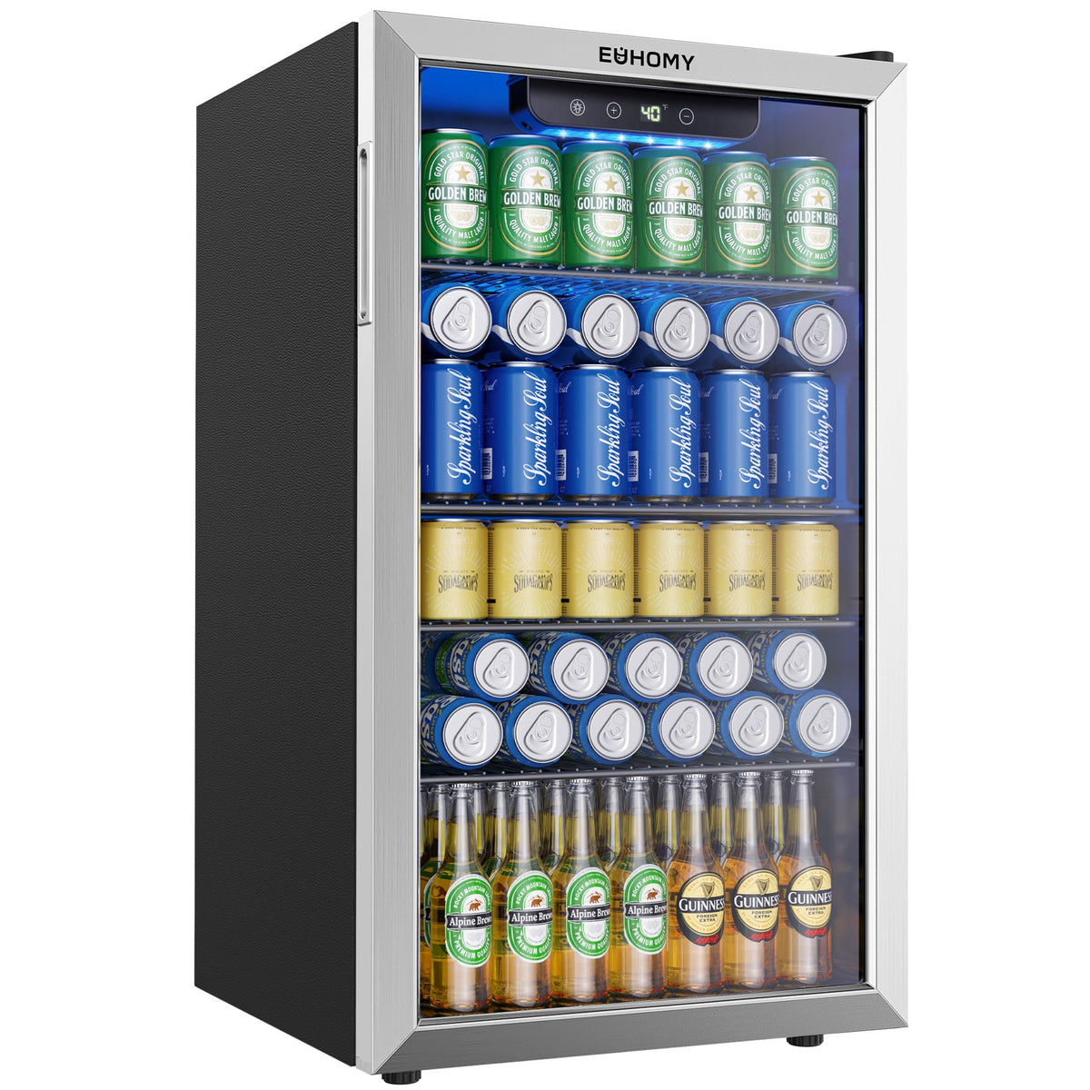 EUHOMY 130 Can Mini Fridge, Beverage Refrigerator with Glass Door, Black Jansha Store