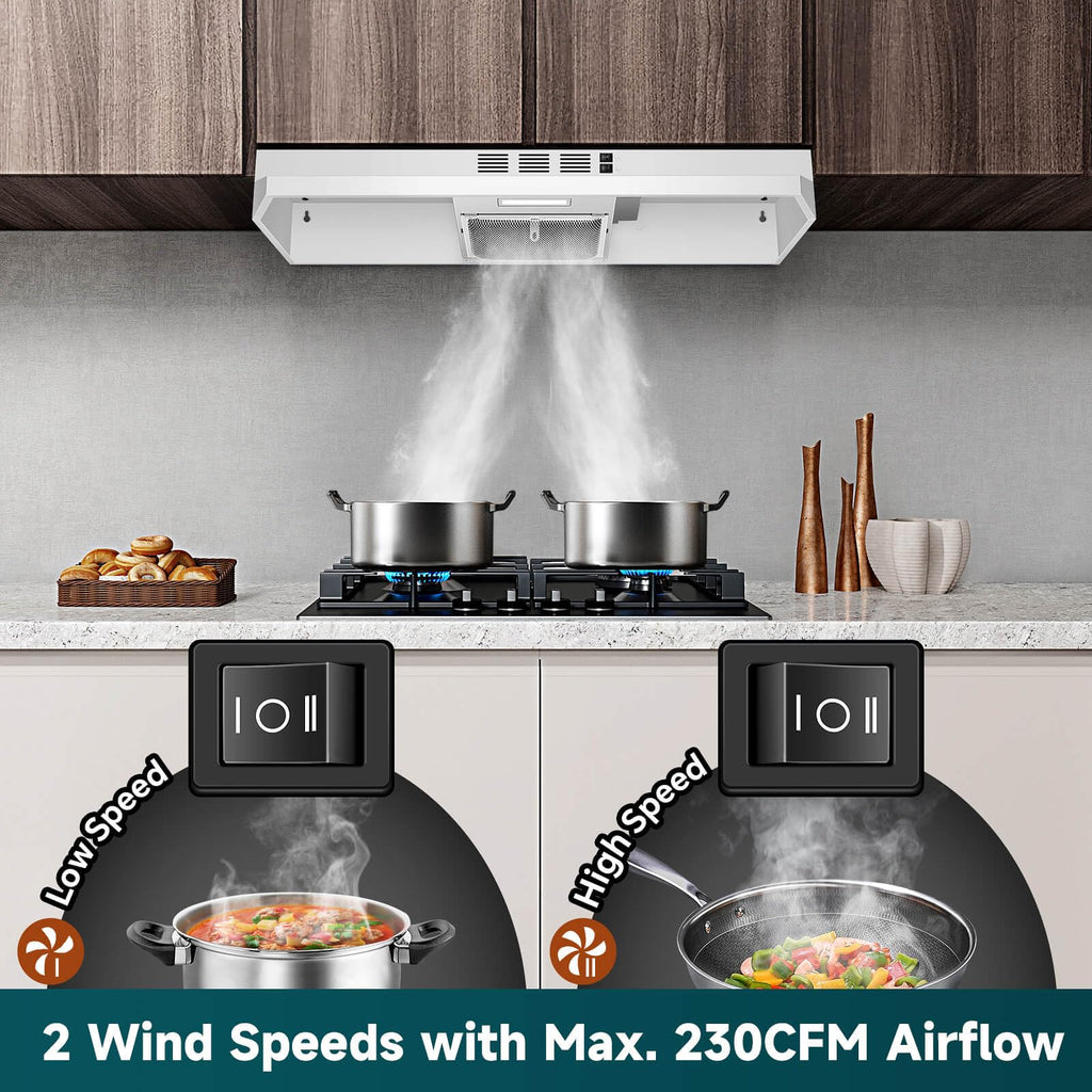SNDOAS Range Hood 30 inch Under Cabinet, Ducted/Ductless Convertible Kitchen Hood, Stainless Steel Vent Hood with LED Light,Under Cabinet Hood with 2 Speed Exhaust Fan,Black Jansha Store