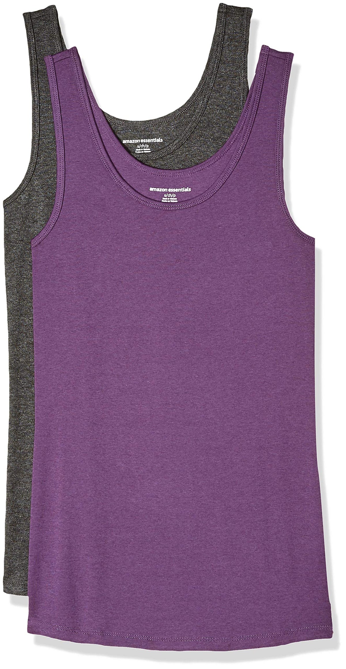 Amazon Essentials Women's Slim-Fit Ribbed Scoop Neck Tank Tops, Pack of 2 Jansha Store