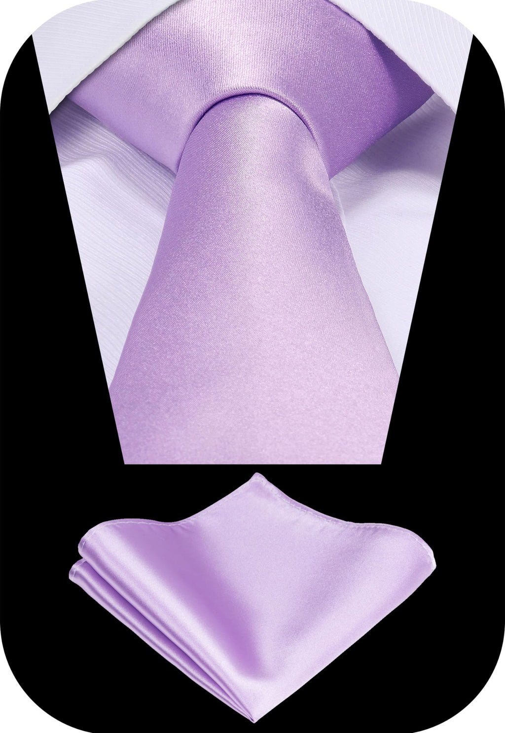 TIE G Solid Satin Woven dyed Color Formal Black Necktie and Pocket Square Sets in Gift Box Jansha Store