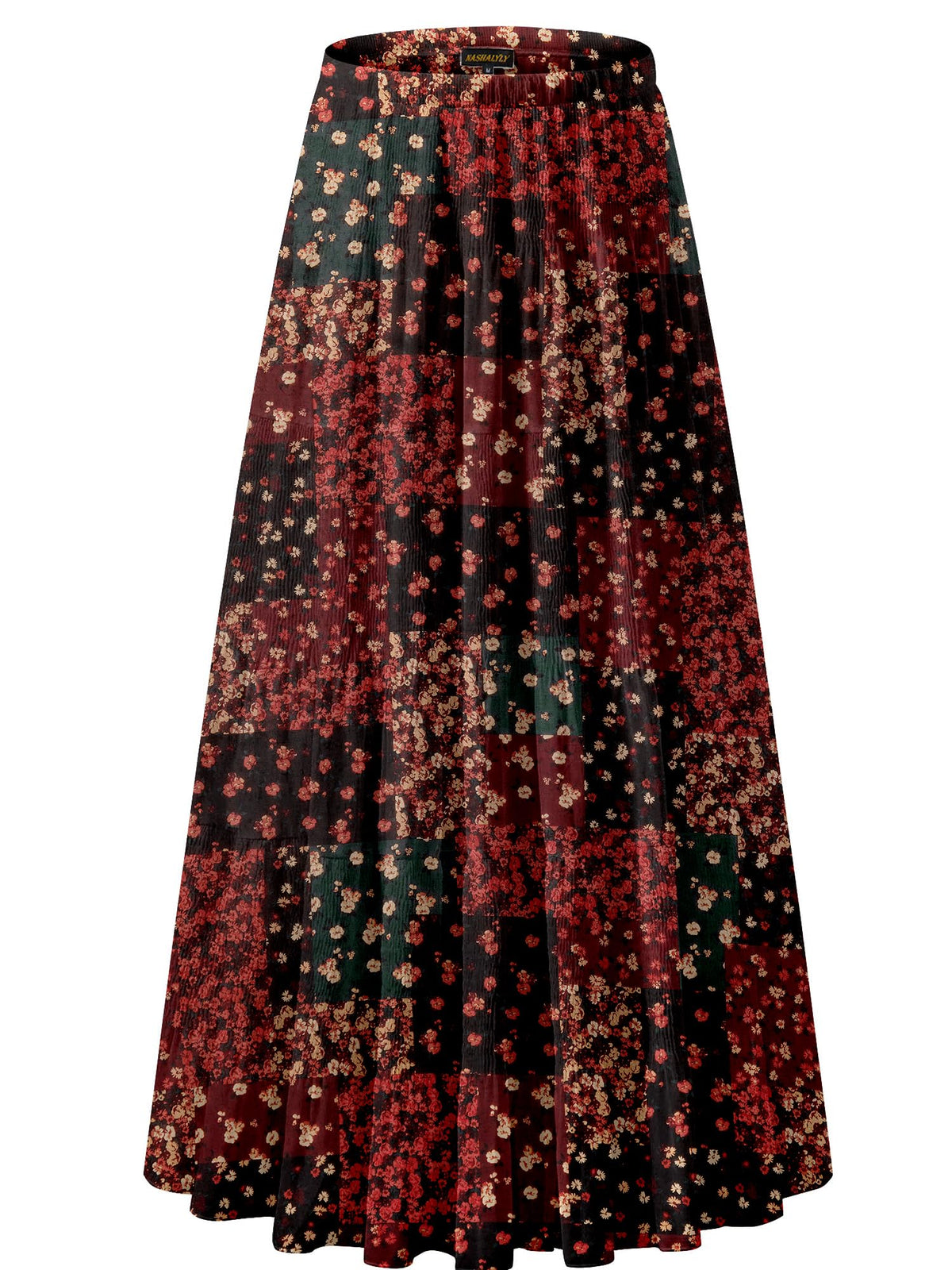 NASHALYLY Women's Chiffon Elastic High Waist Pleated A-Line Maxi Skirts Jansha Store