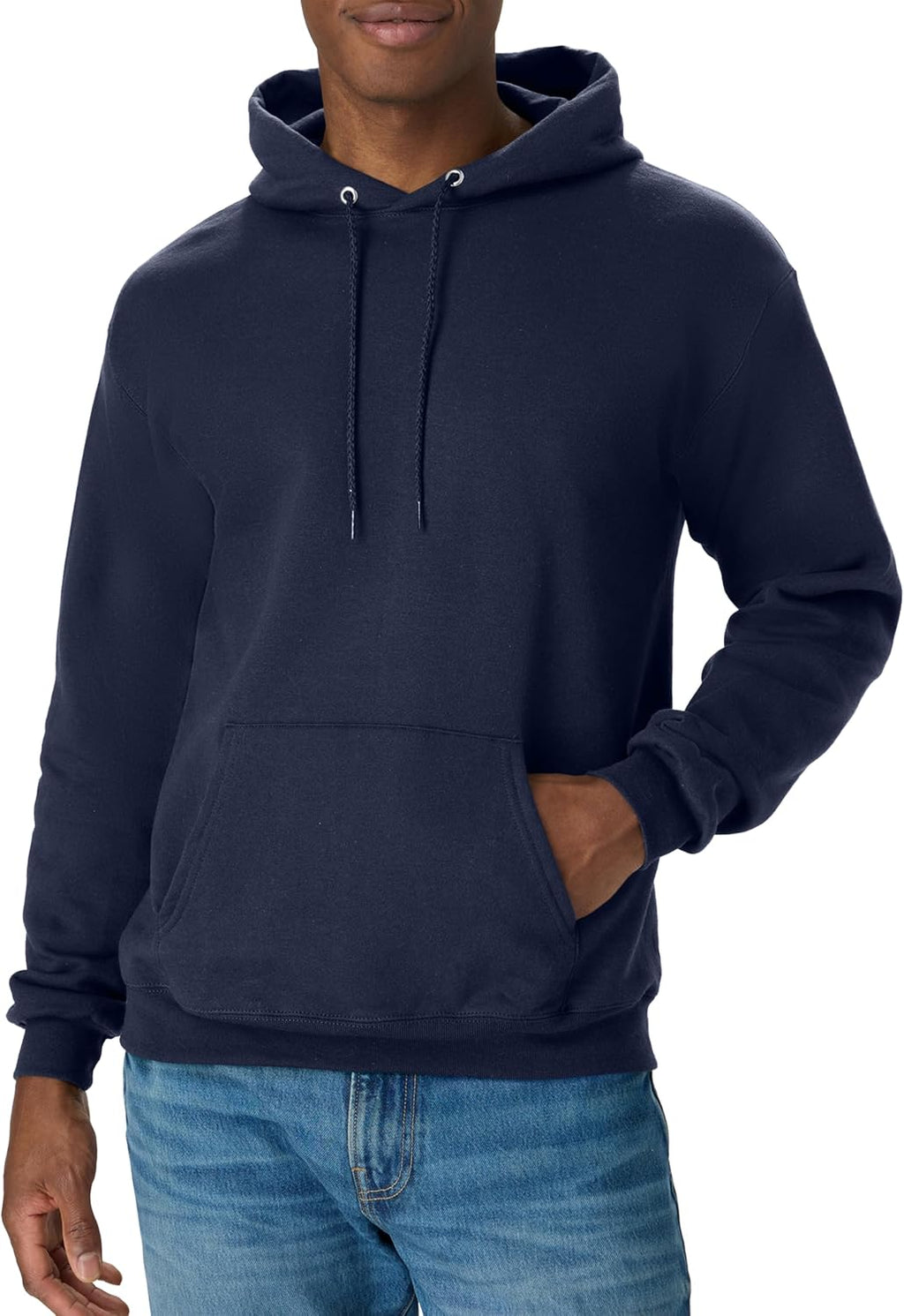 EcoSmart fleece hooded sweatshirt shown from the front with drawstring hood and kangaroo pocket
