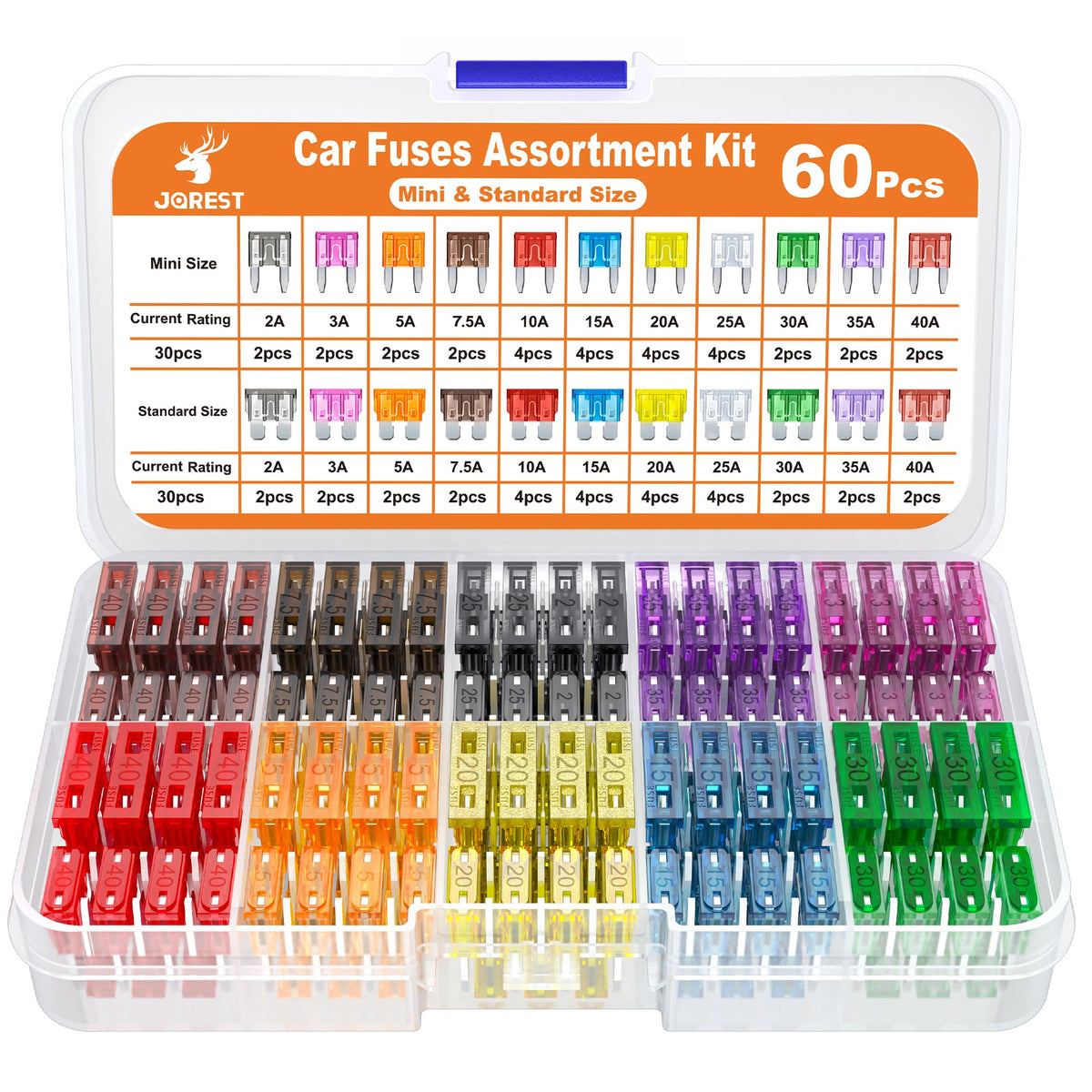 JOREST 300Pcs Car Fuse Assortment Kit, 160 Mini Blade Fuses Automotive + 90 Standard Auto Fuses + 50 Micro + Puller – Replacement for RV Camper Boat Truck (2Amp 3A 5A 7.5A 10A 15A 20A 25A 30A 35A 40A) Jansha Store
