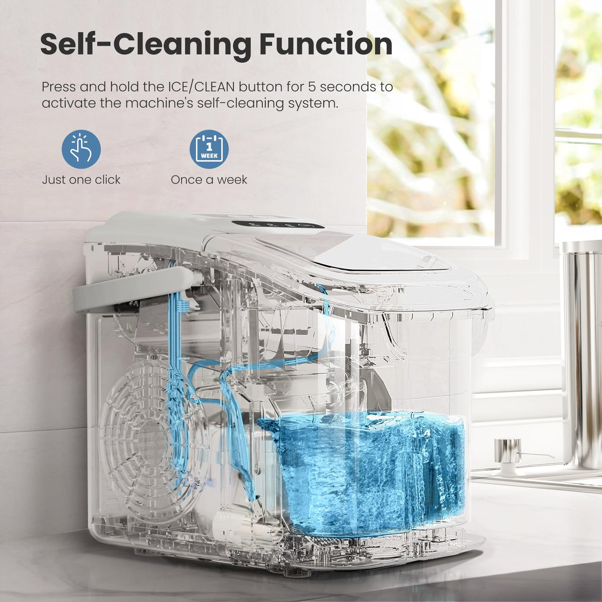 Crzoe Countertop Ice Maker, 26Lbs/24H, 2 Sizes of Ice, Self-Cleaning,Green Jansha Store