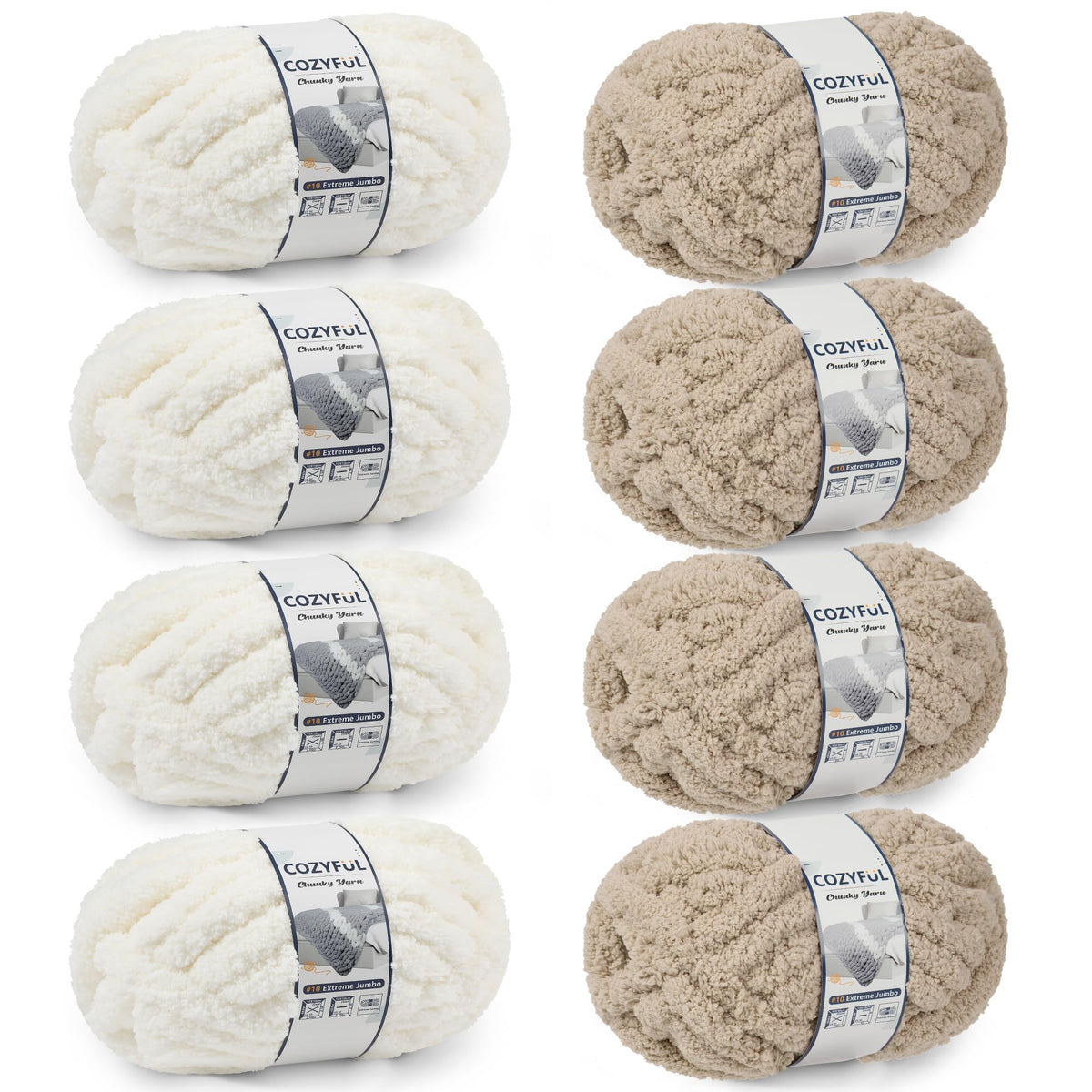 Cozyful Chunky Yarn for Hand Knitting - #10 Chunky Chenille Yarn, Jumbo Big Thick Chunky Yarns for Crocheting, Super Bulky Chunky Knit Blanket Yarns, 8 Skein (22 yds 8 oz Each Skein), Soft Sage Green Jansha Store